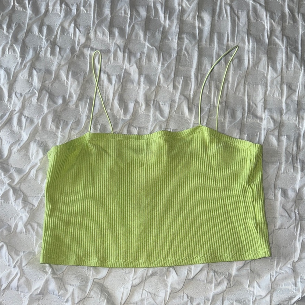 H&M Green Ribbed Sleeveless Camisole